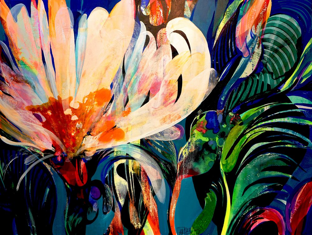 Vibrant Abstract Flowers by Victor Tkachenko