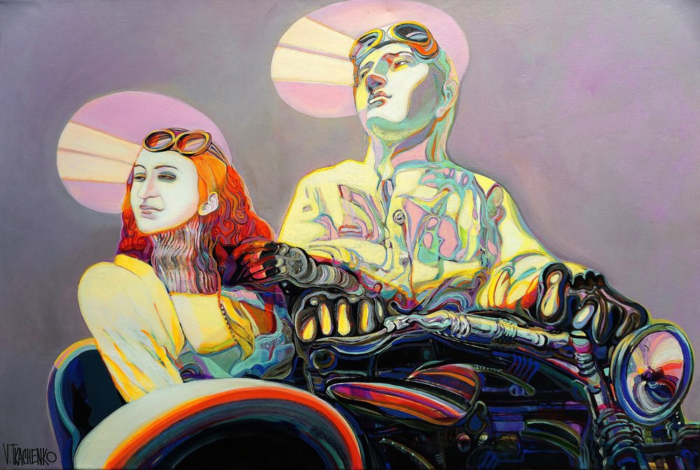 Vibrant Motorcycle Journey by Victor Tkachenko