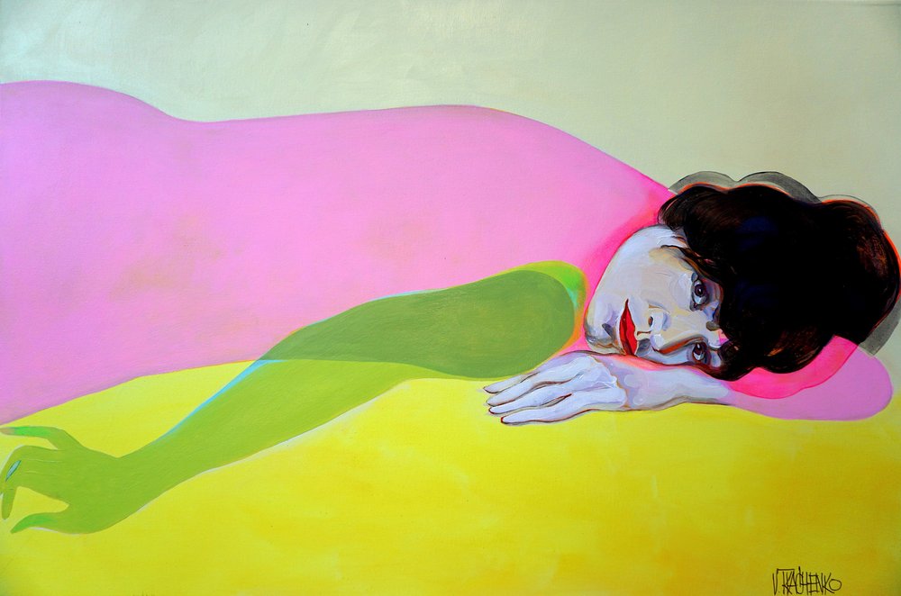 Vibrant Reclining Woman by Victor Tkachenko