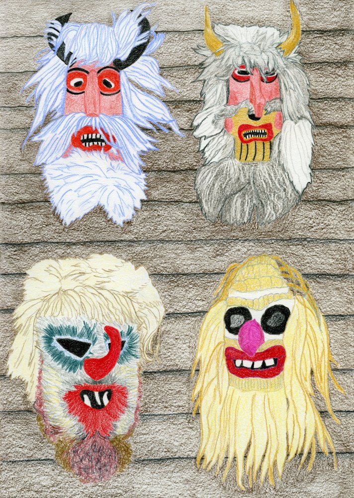Folkloric Winter Masks by Viktoriia Saunina