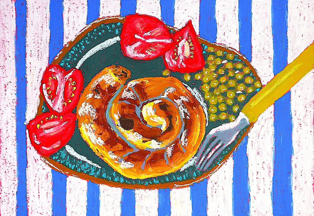 Spiral Pastry on Stripes by Viktoriia Saunina
