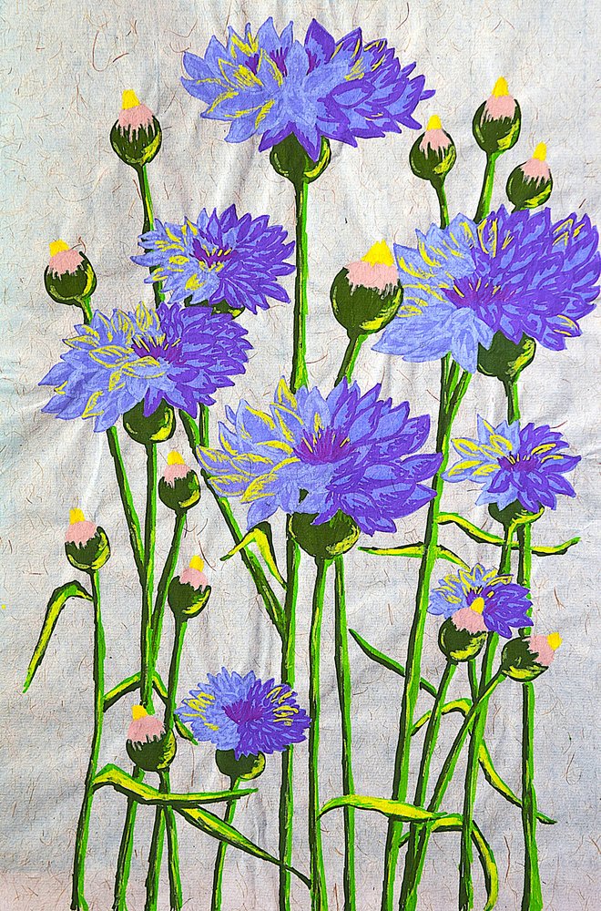 Vibrant Blue Cornflowers by Viktoriia Saunina