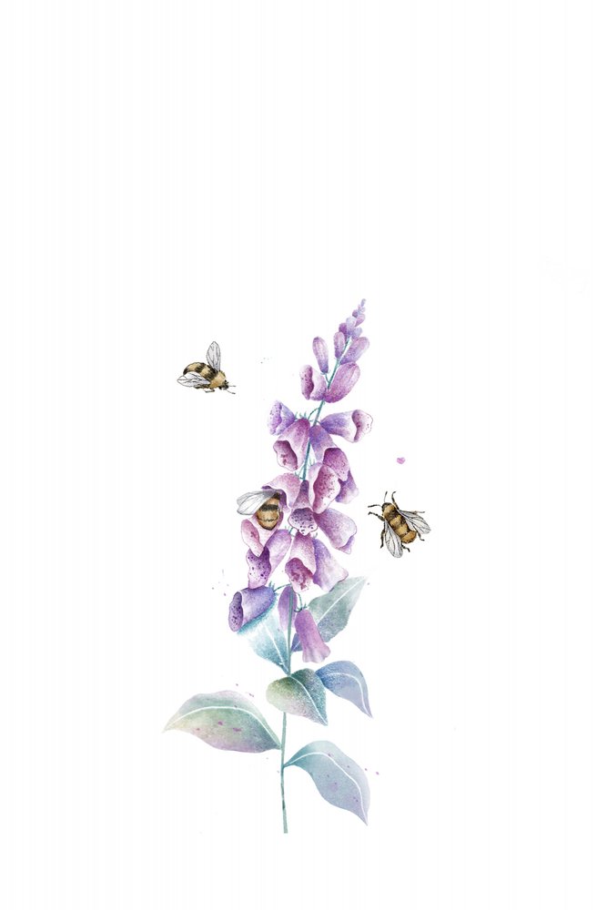 Watercolor Bees and Blooms by Xuan Thai
