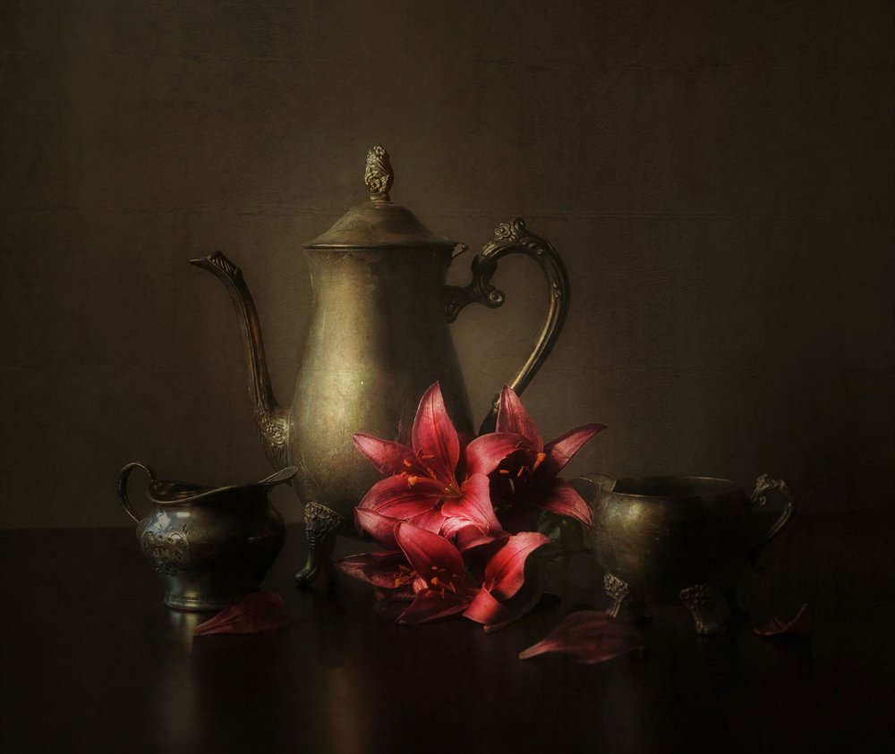 Elegant Lilies And Silver by Yinan F.