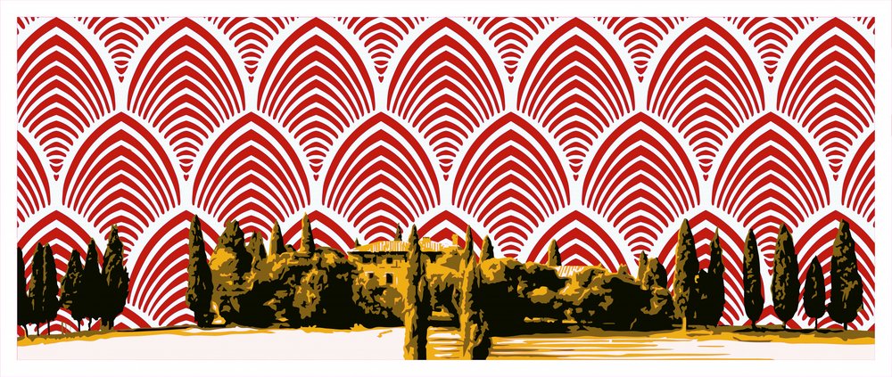 Art Deco Tuscan Landscape by andrea de ranieri