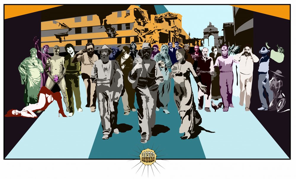 Human Procession City Street by andrea de ranieri