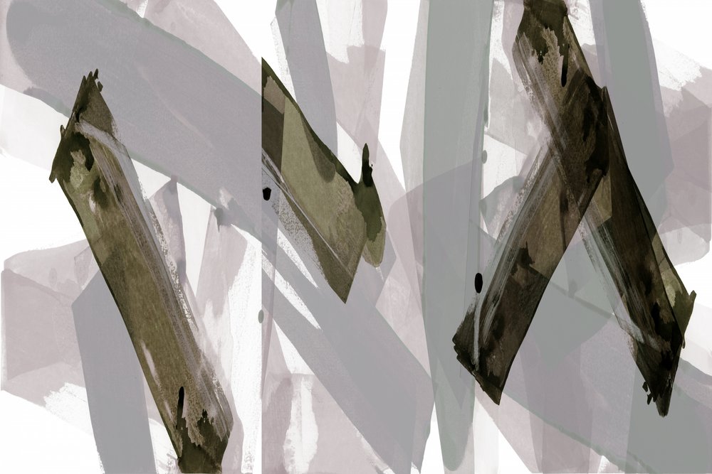 Abstract Olive Grey Strokes by cartissi