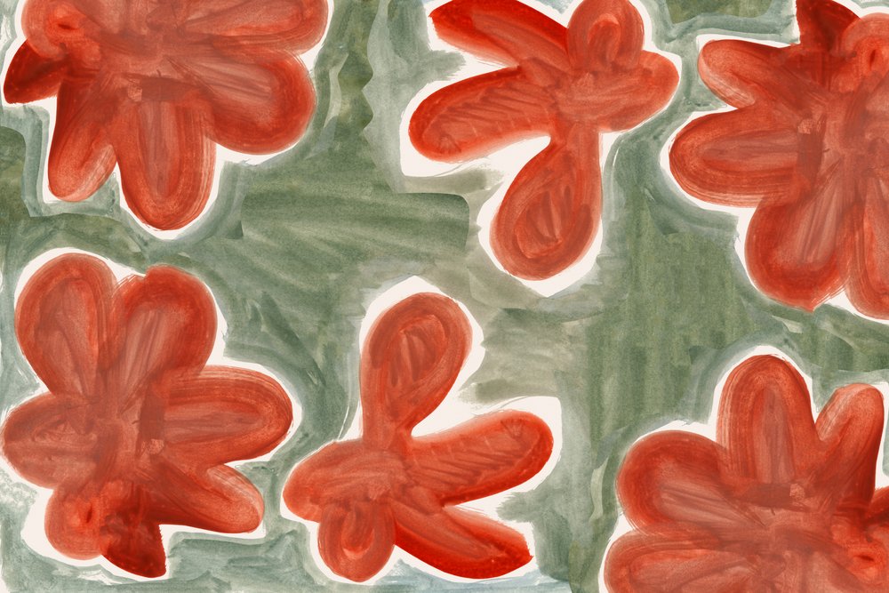 Abstract Red Floral Pattern by cartissi