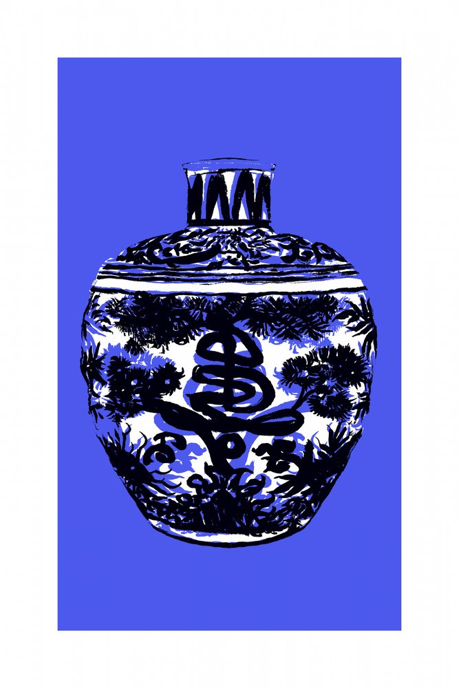 Chinese Blue Porcelain Jar by cartissi