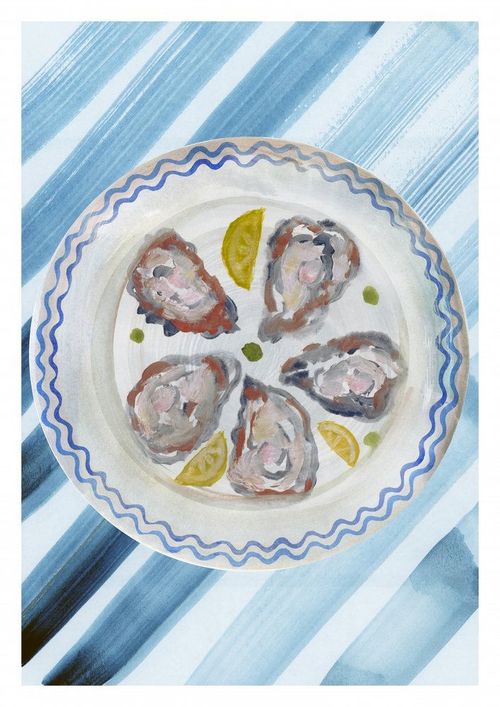 Fresh Oysters and Lemon by cartissi