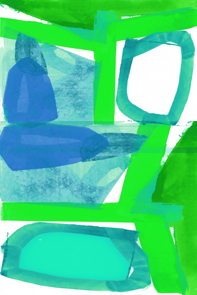 Green Blue Abstract Shapes by cartissi