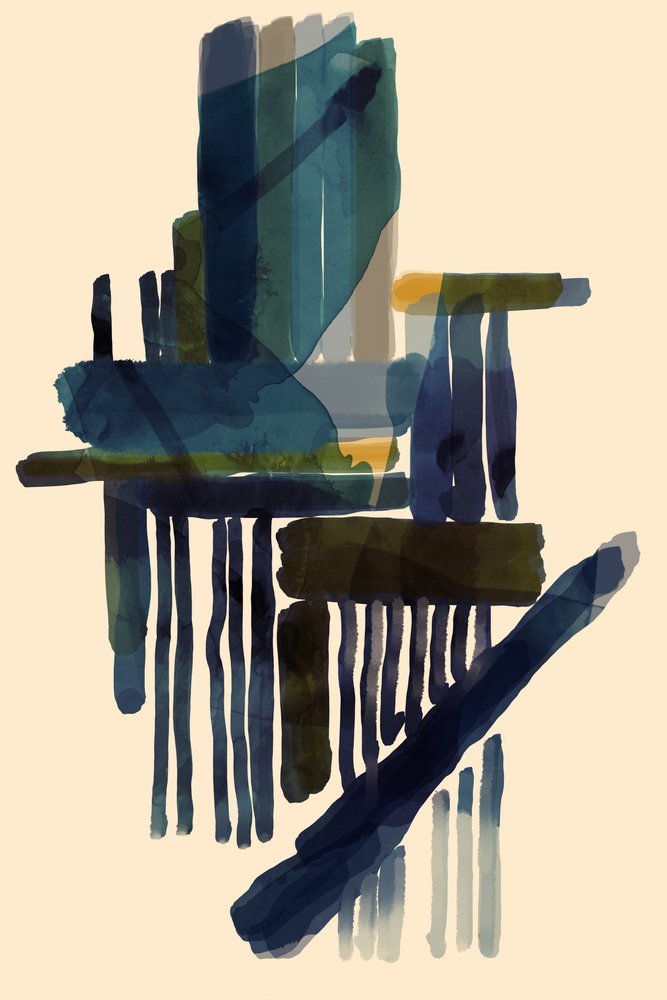Modern Abstract Blue Strokes by cartissi