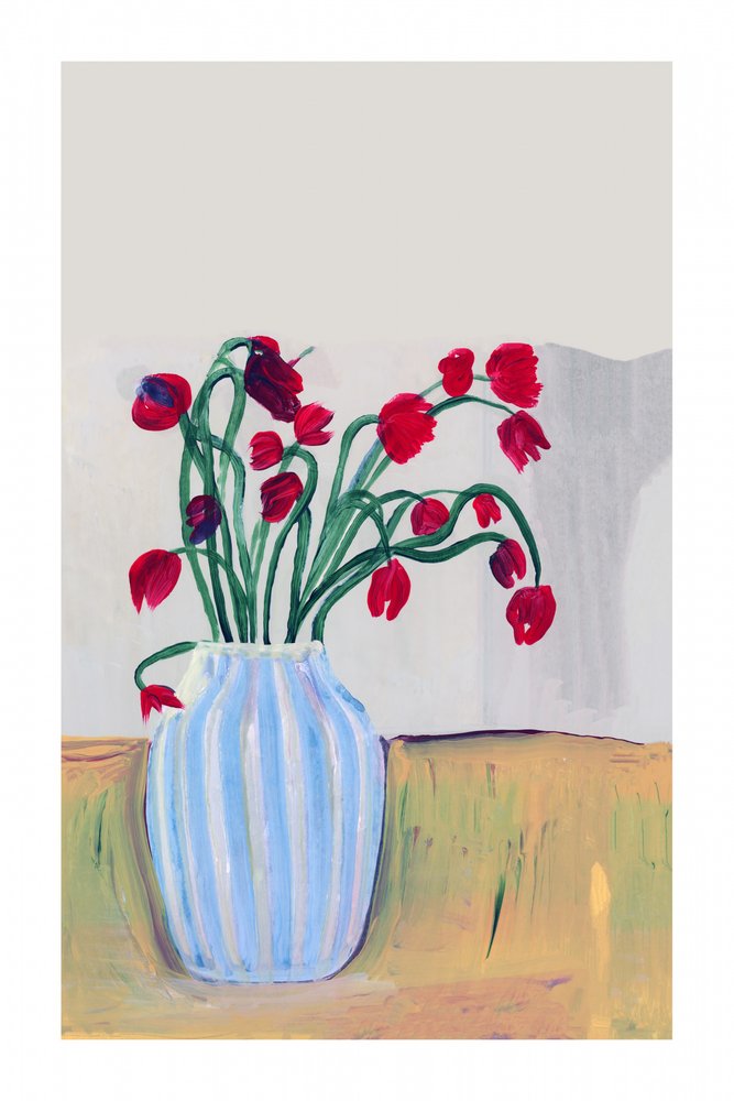 Red Flowers Still Life by cartissi