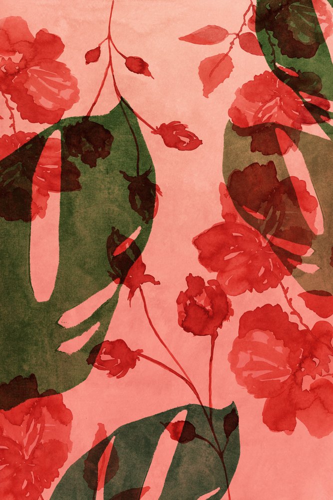 Watercolor Tropical Blooms by cartissi