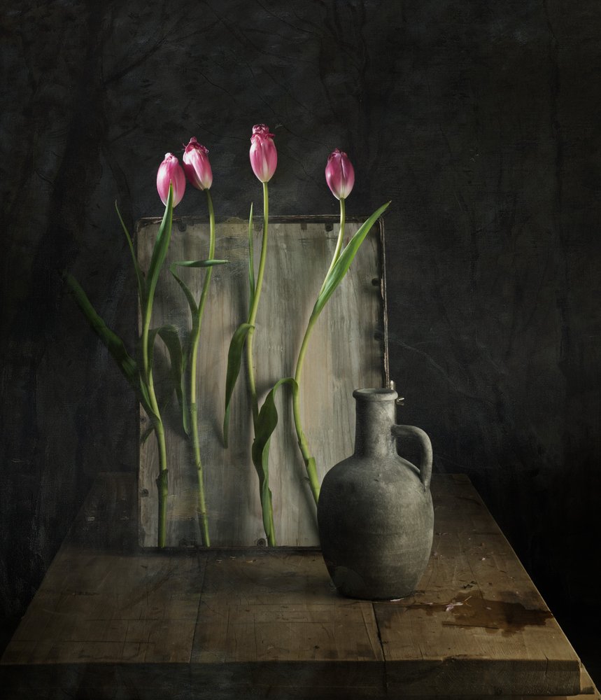 Rustic Tulips Still Life by chenyi wang