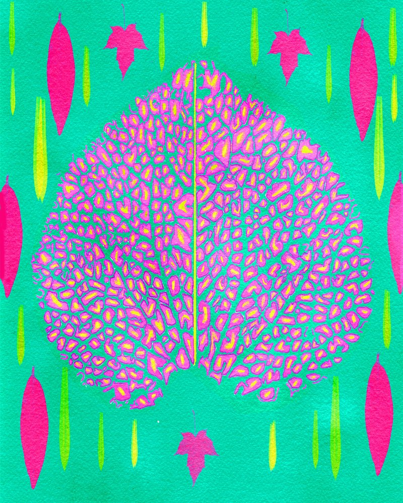 Neon Botanical Leaf by giovanna nicolo