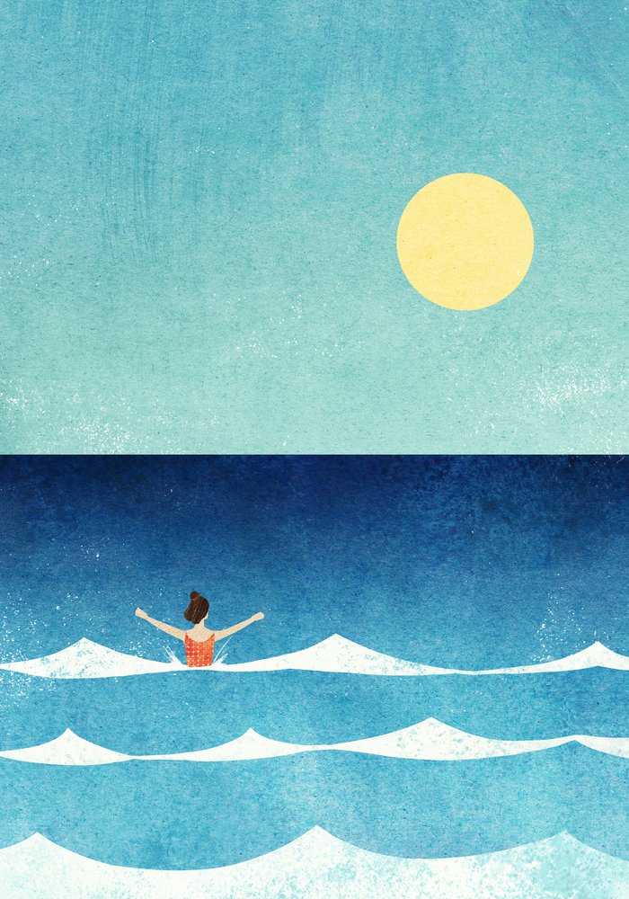 Sunny Ocean Swim by longwayhome