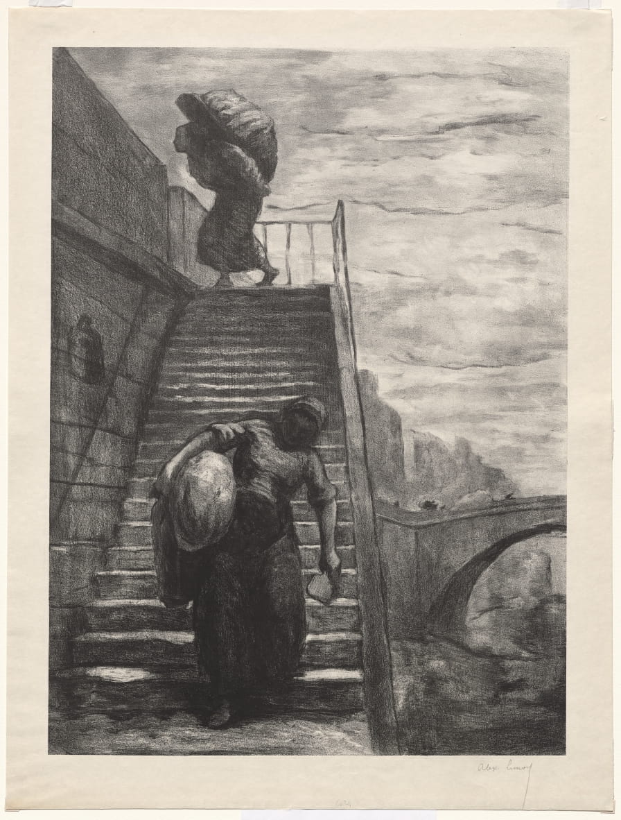 Washerwomen Descending a Quai Staircase by Alexandre Lunois