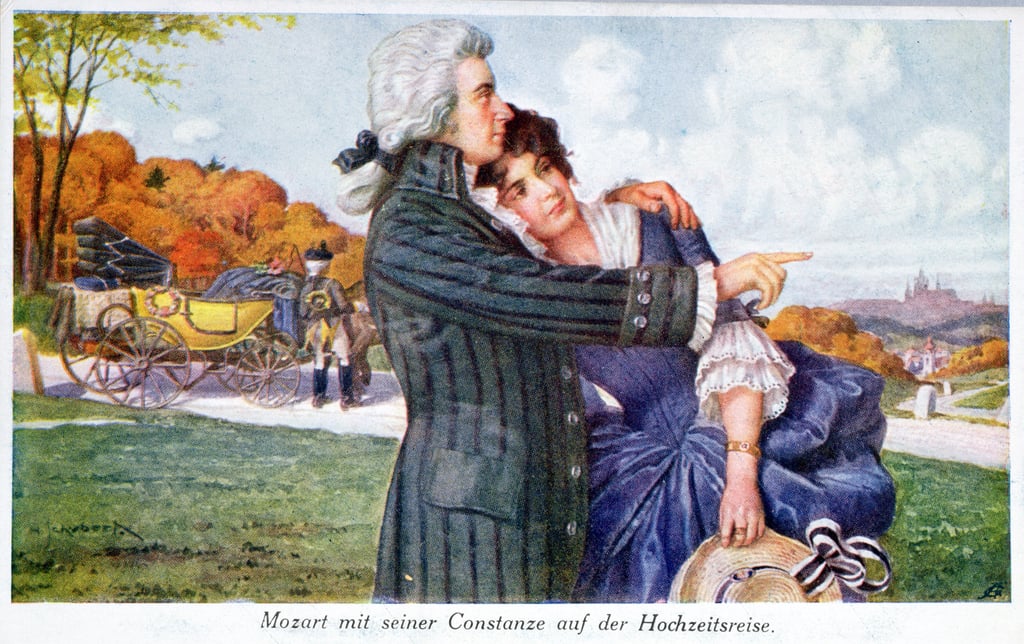 Mozart with his wife Constanze on their honeymoon