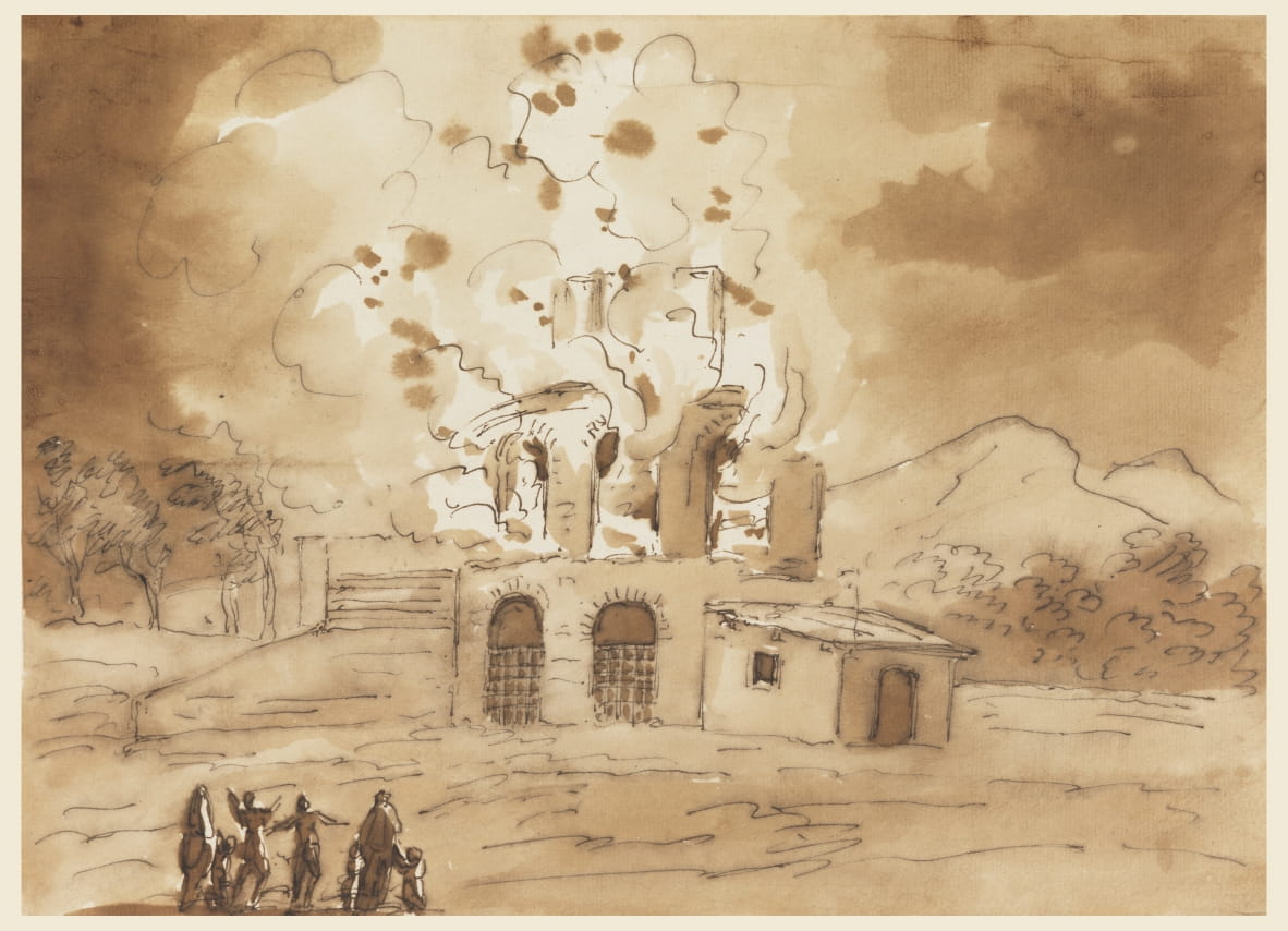 Landscape with a Burning Tower by Carlo Marchionni