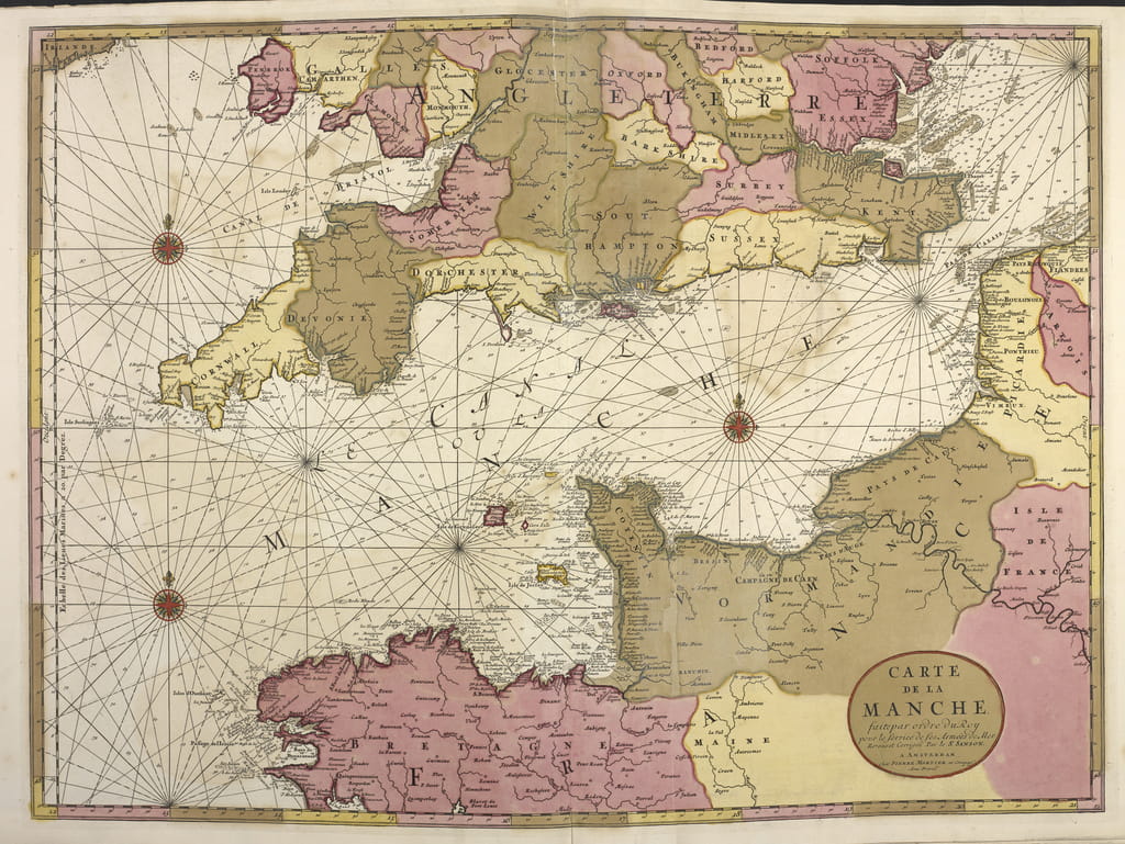 Carte de la Manche. Map showing the English channel