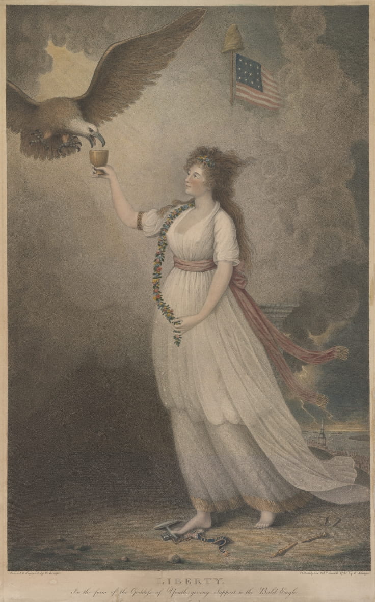Liberty In the form of the Goddess of Youth, giving Support to the Bald Eagle