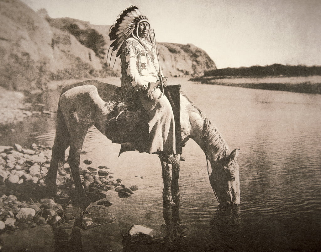A Chief of the Blackfeet tribe, c.1907 (b/w photo)