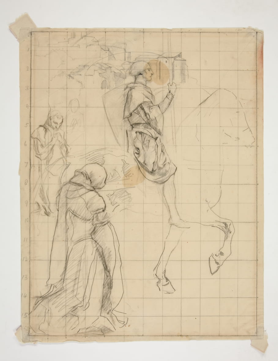 Galahad on horseback study for by Edwin Austin Abbey