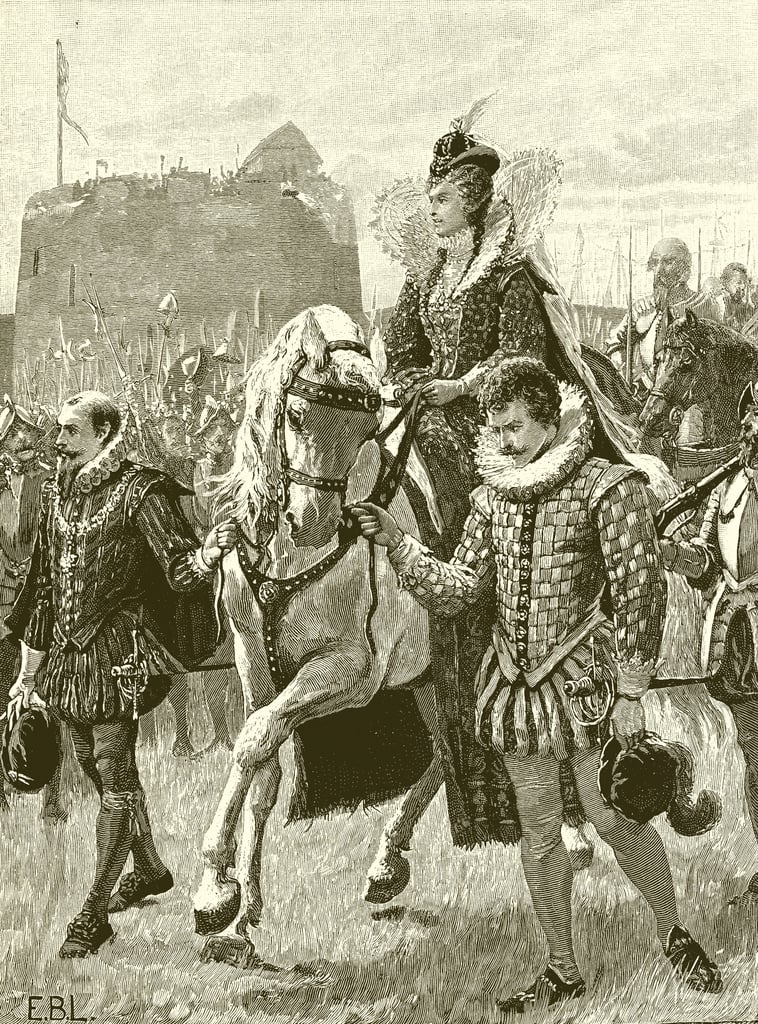 Queen Elizabeth at Tilbury by English School