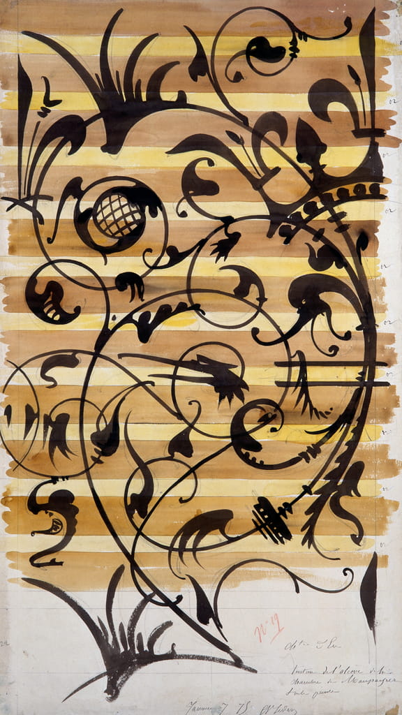 Tapestry motifs for the alcove of the Golden room, Chateau d'Eu