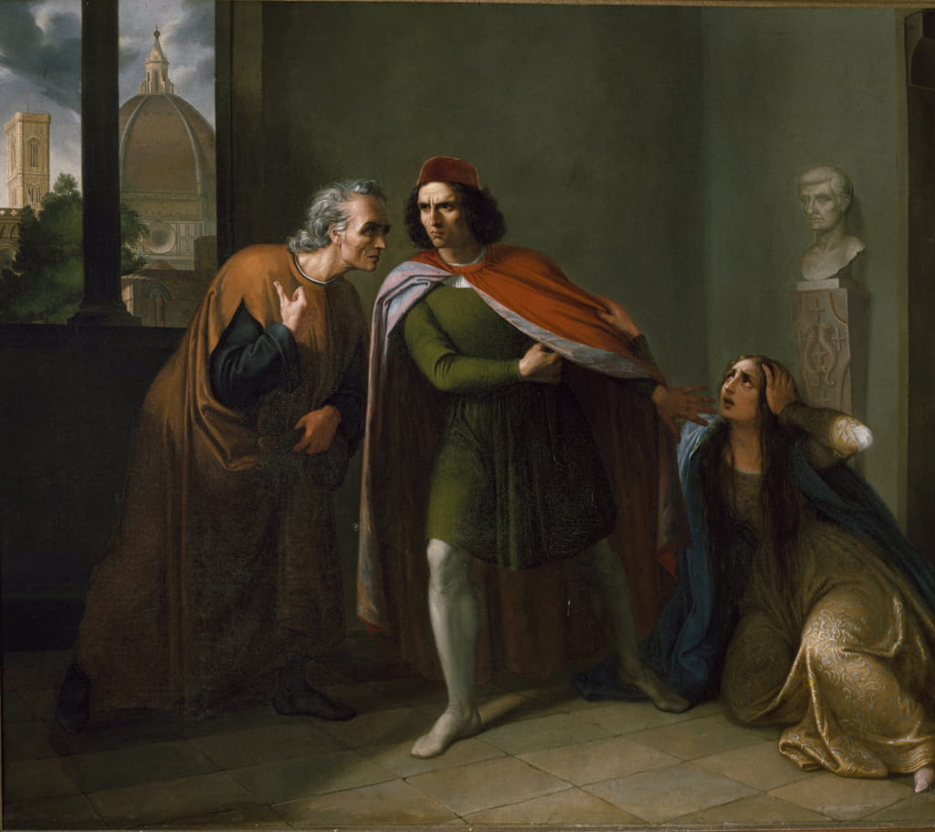 Raimondo Dei Pazzi Leaving His Wife Bianca De Medici To Rally Members 