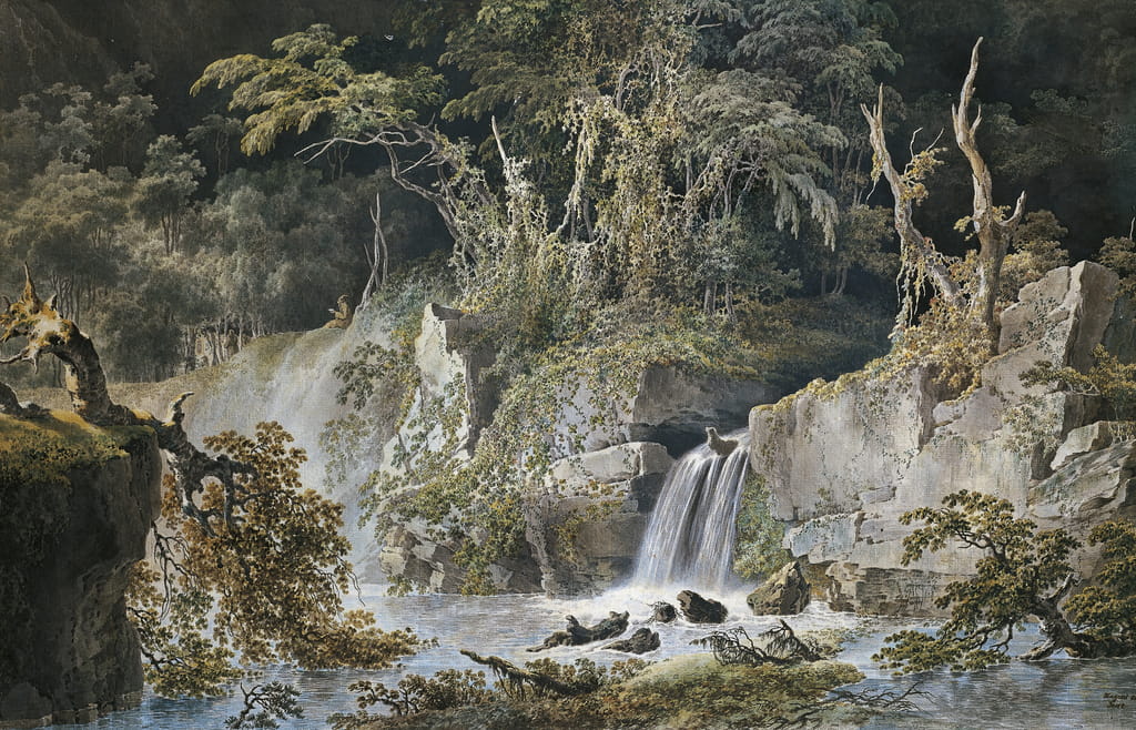 Landscape with waterfall, by Giuseppe Pietro Bagetti (1764-1831).