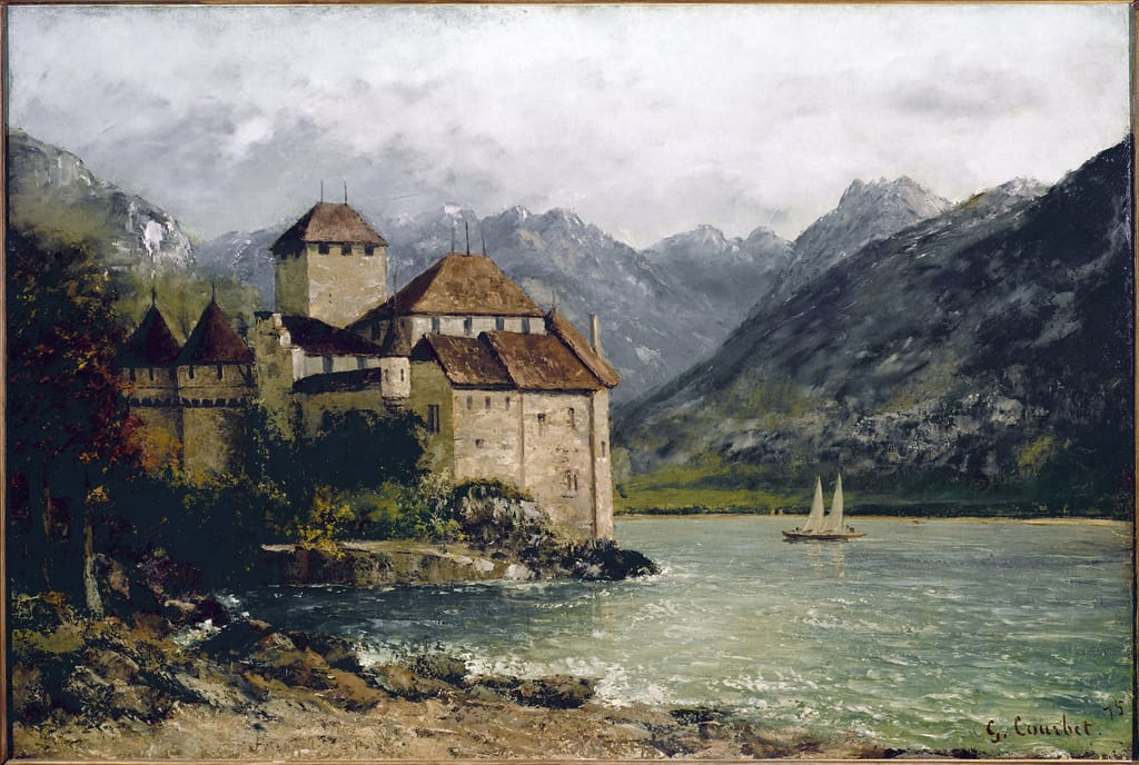 View of the Chillon Castle on the lake Geneva (oil on canvas