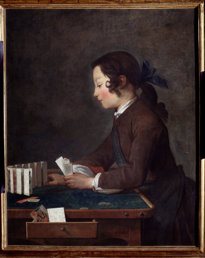 A young boy playing cards Painting by Jean Baptiste