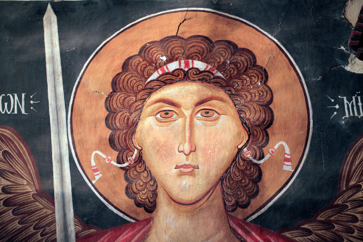 Byzantine Fresco from the 15th century (detail) Michael Archangel by Unknown