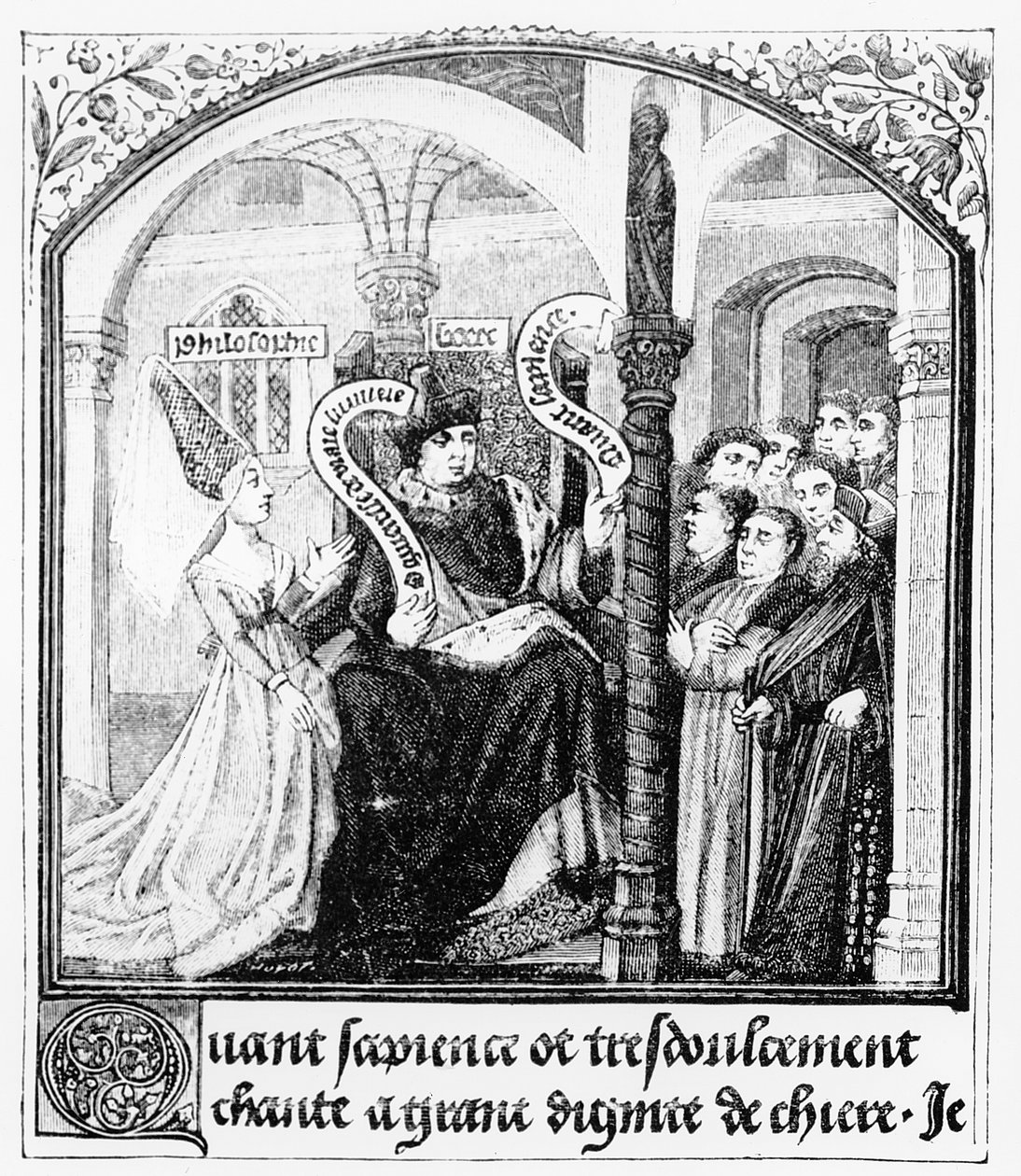 Boethius Takes Counsel of Dame Philosophy, from 