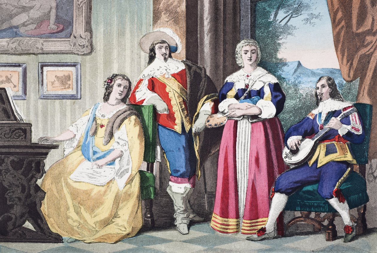 English Cavalier Costume During the Reign of Charles II, c.1670, from 