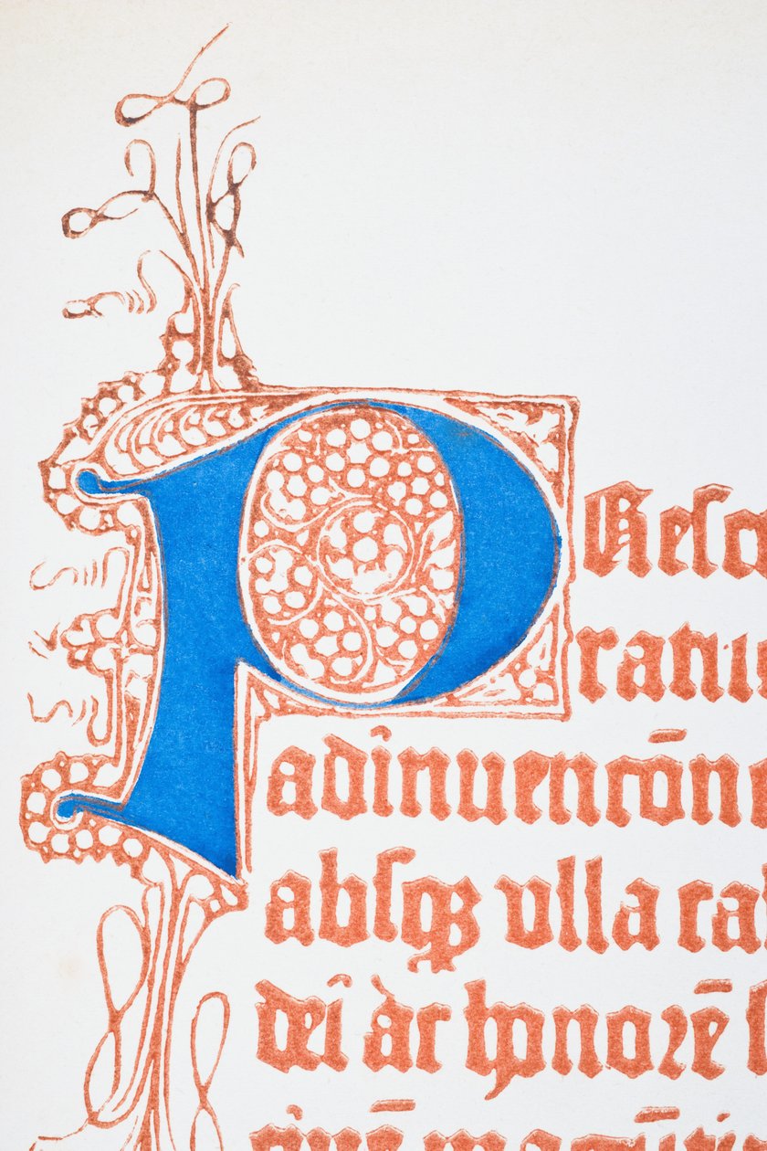 Facsimile of a page with illuminated capital 