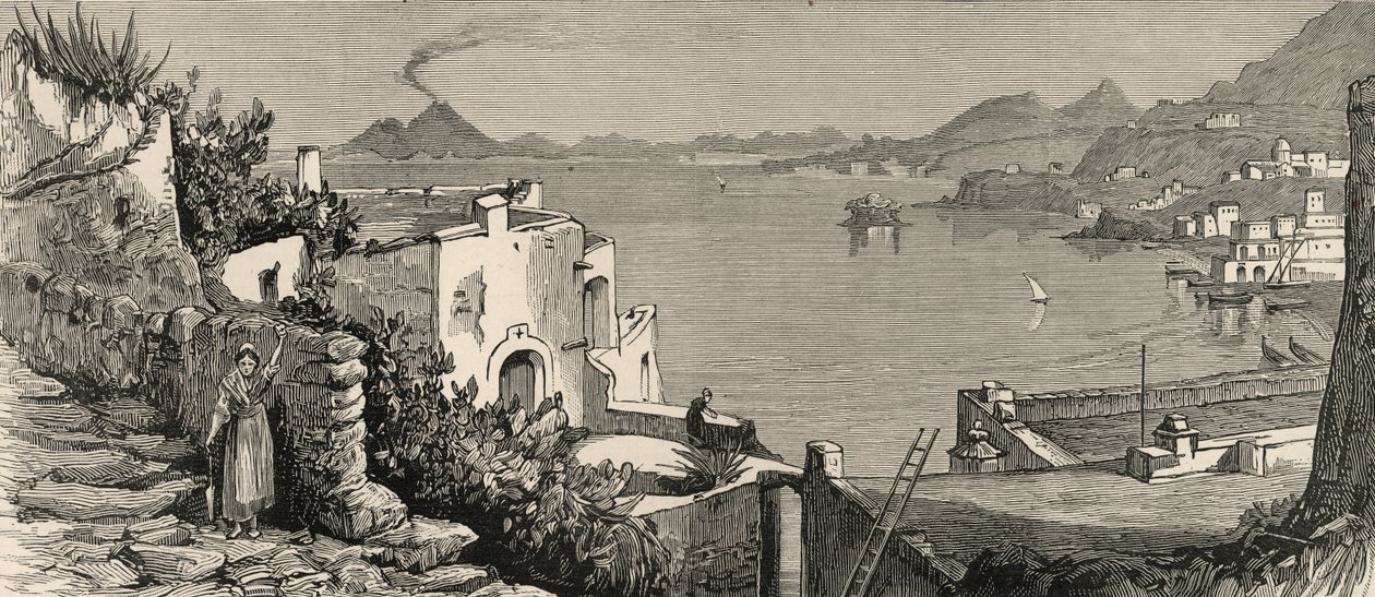 The Disastrous Earthquake at Ischia: The beach and town of Casamicciola from the village of Lacco, from 