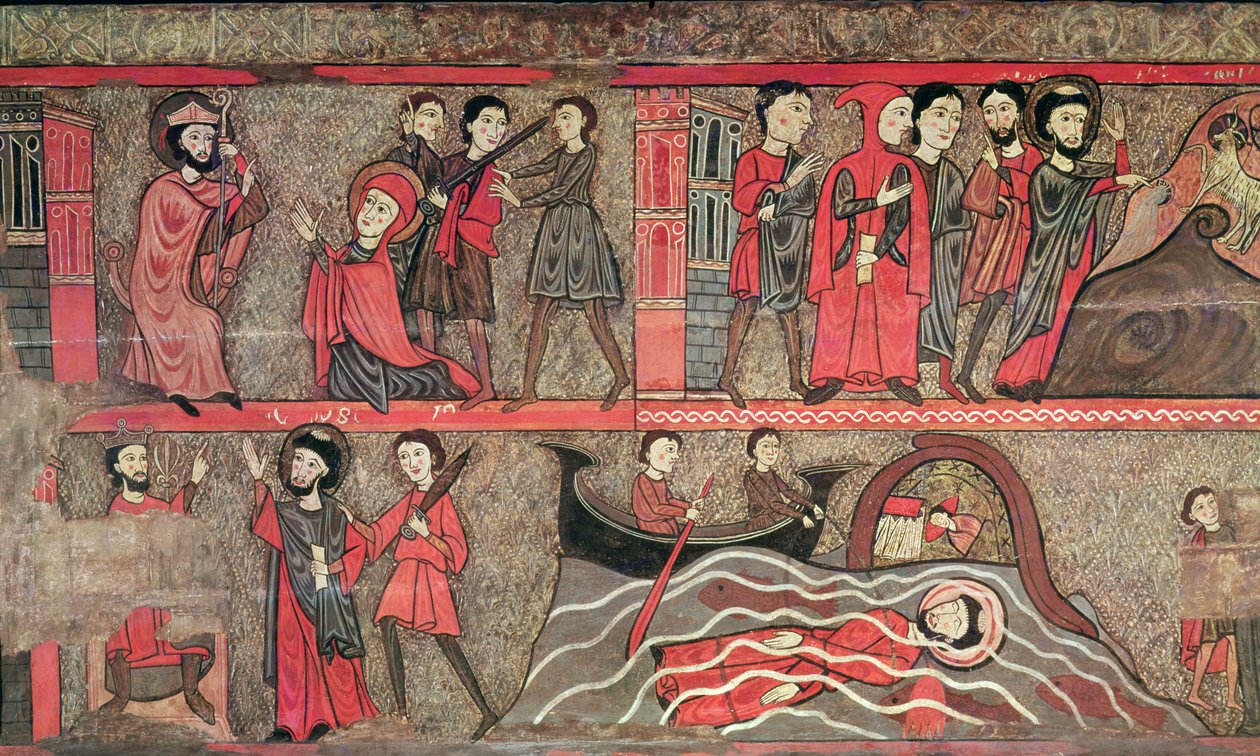 Altar Frontal with Scenes from the Life of Saint Clement, from the Church of Sant Climent de Taüll, Vall de Boi, Alta Ribagorça, 2nd Half 13th Century by Catalan School