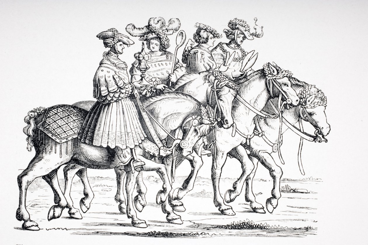Officers of the Table and of the Chamber of the Imperial Court of Maximilian I, after an Engraving of 1512 in 