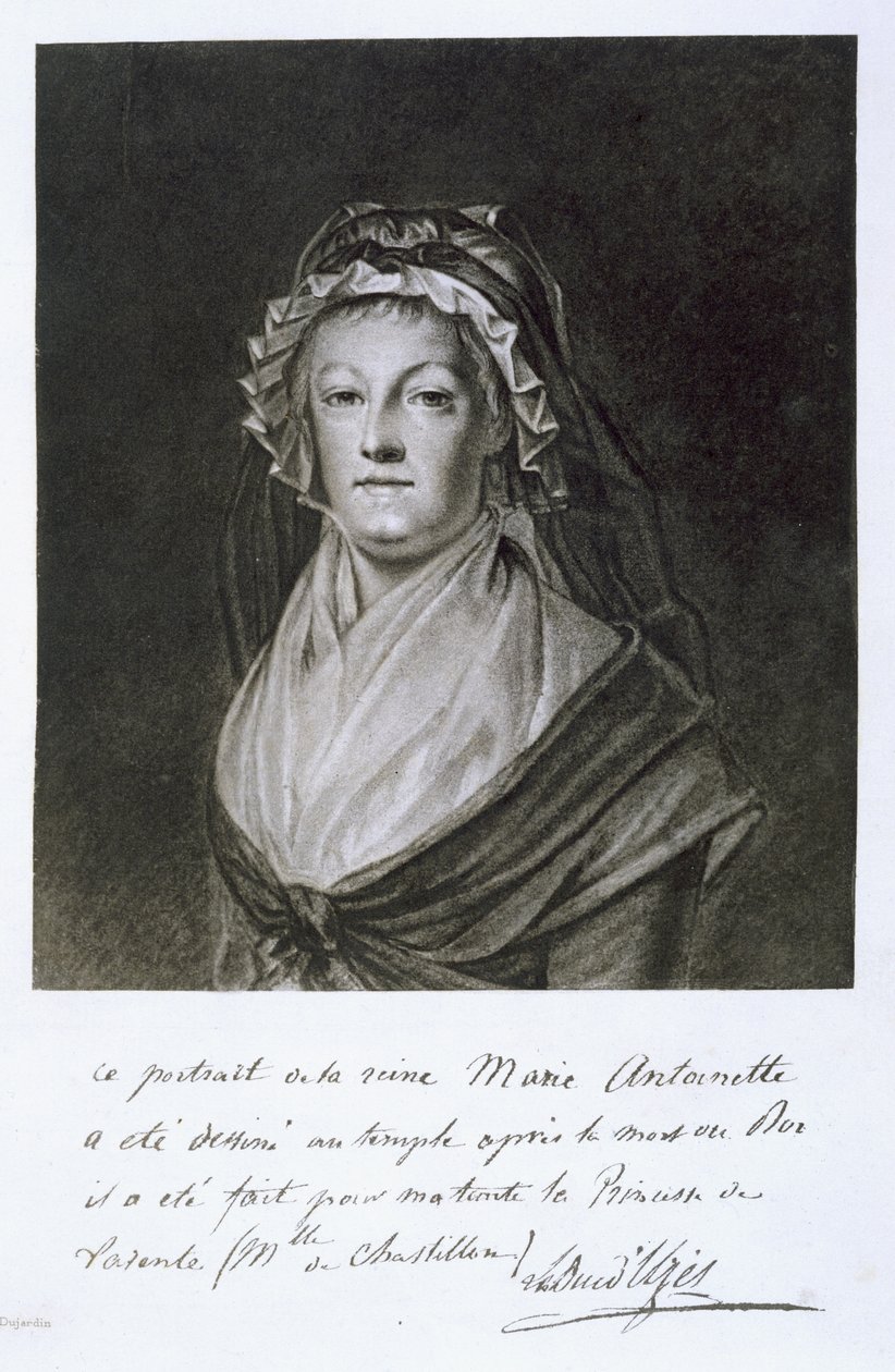 Portrait of Marie Antoinette in the Temple Prison, engraved by Dujardin, from 