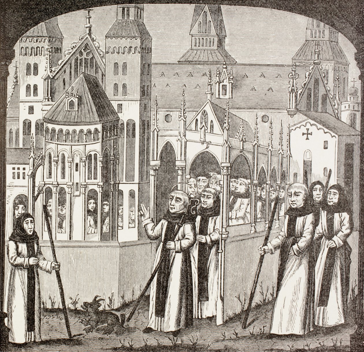 St. Bernard of Clairvaux and the Cistercian monks taking possession of ...