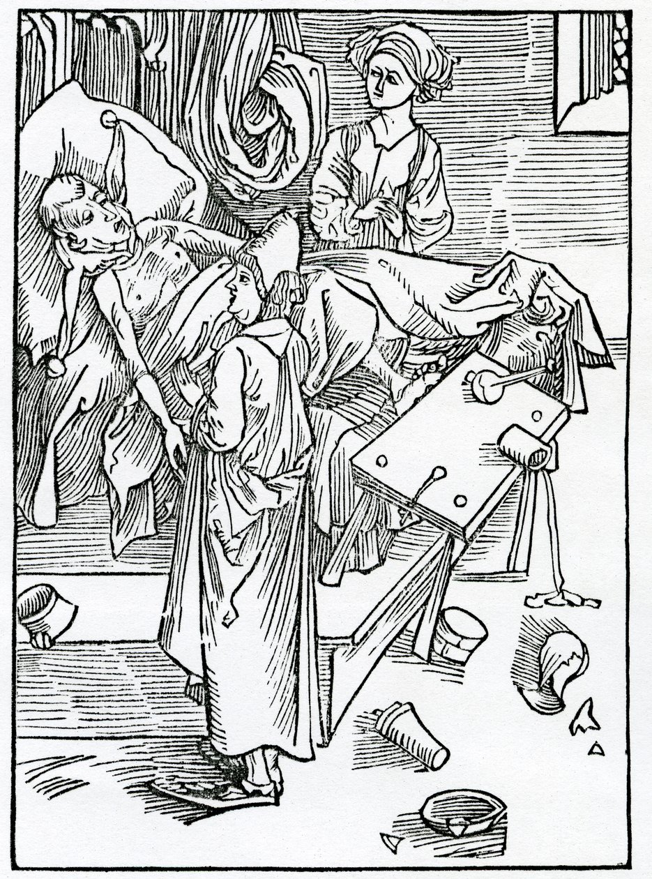 Of them that be diseased and sick and are impatient and disobedient to the Physician, illustration from Alexander Barclay