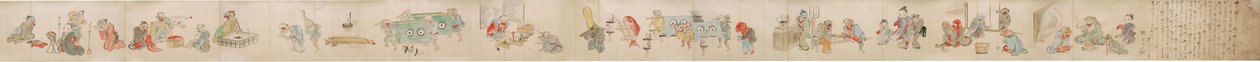 Japanese Scroll Depicting Yokai Betrothal, Marriage, and Home Life by Unknown