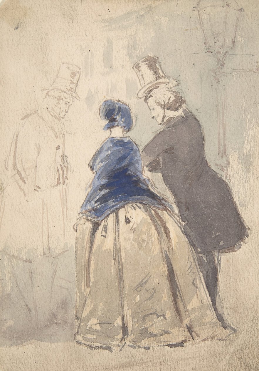 Street Scene from Vanity Fair, with Amelia, George Osborne and Dobbin, 1800-1819 by Jerry Barret