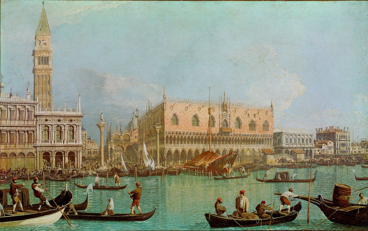 The Mole with the Ducal Palace of the basin of Saint Mark. View of Venice, Doge