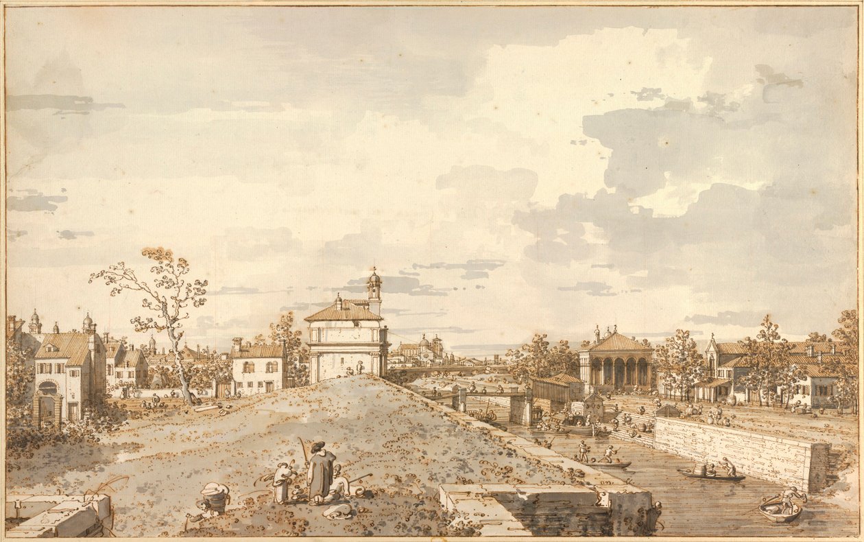 The Porta Portello with the Brenta Canal in Padua by Antonio Canal by Canaletto