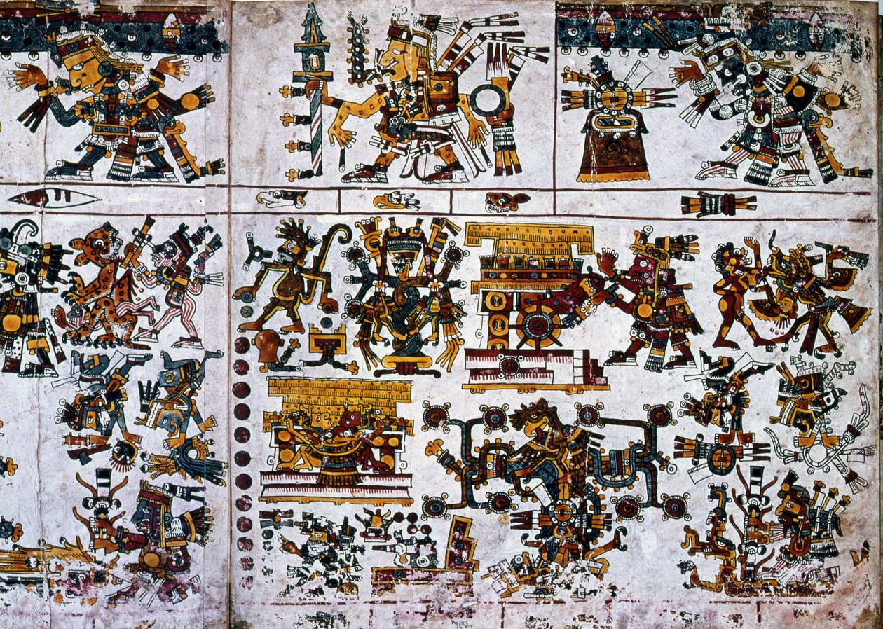 Detail from a Facsimile Copy of a Page of the Codex Borgia Showing the ...