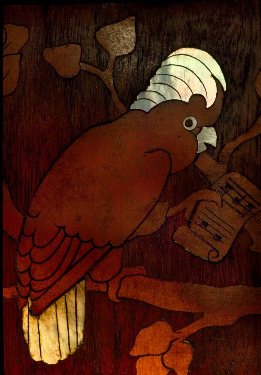(Detail) Inlaid Parrot on the Wall of the Winter Smoking Room, Cardiff Castle, Wales by Unknown